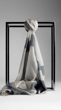 CHALK WHITE CHECK Écharpe en check laine et soie