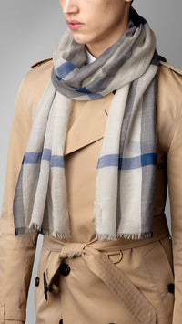 CHALK WHITE CHECK Écharpe en check laine et soie
