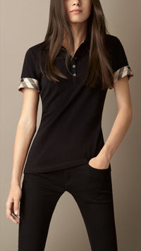 BLACK Polo doublé de check