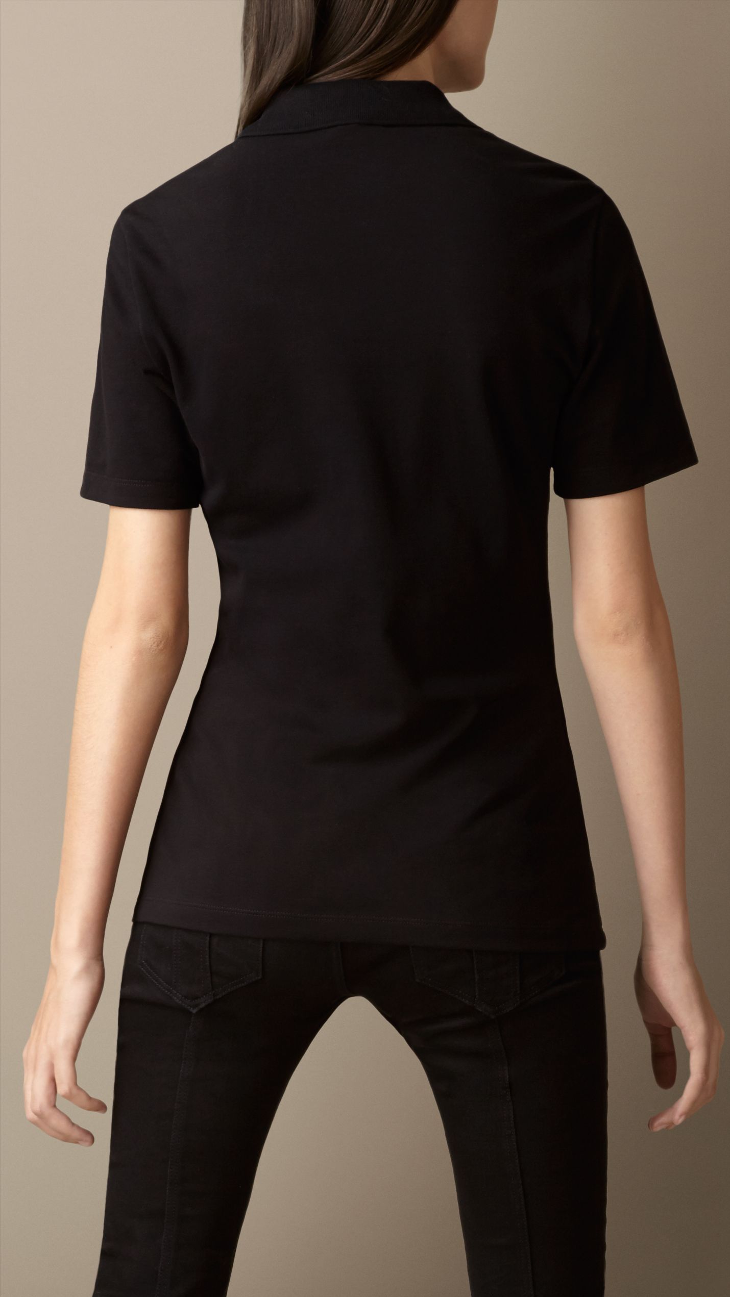 BLACK Polo doublé de check