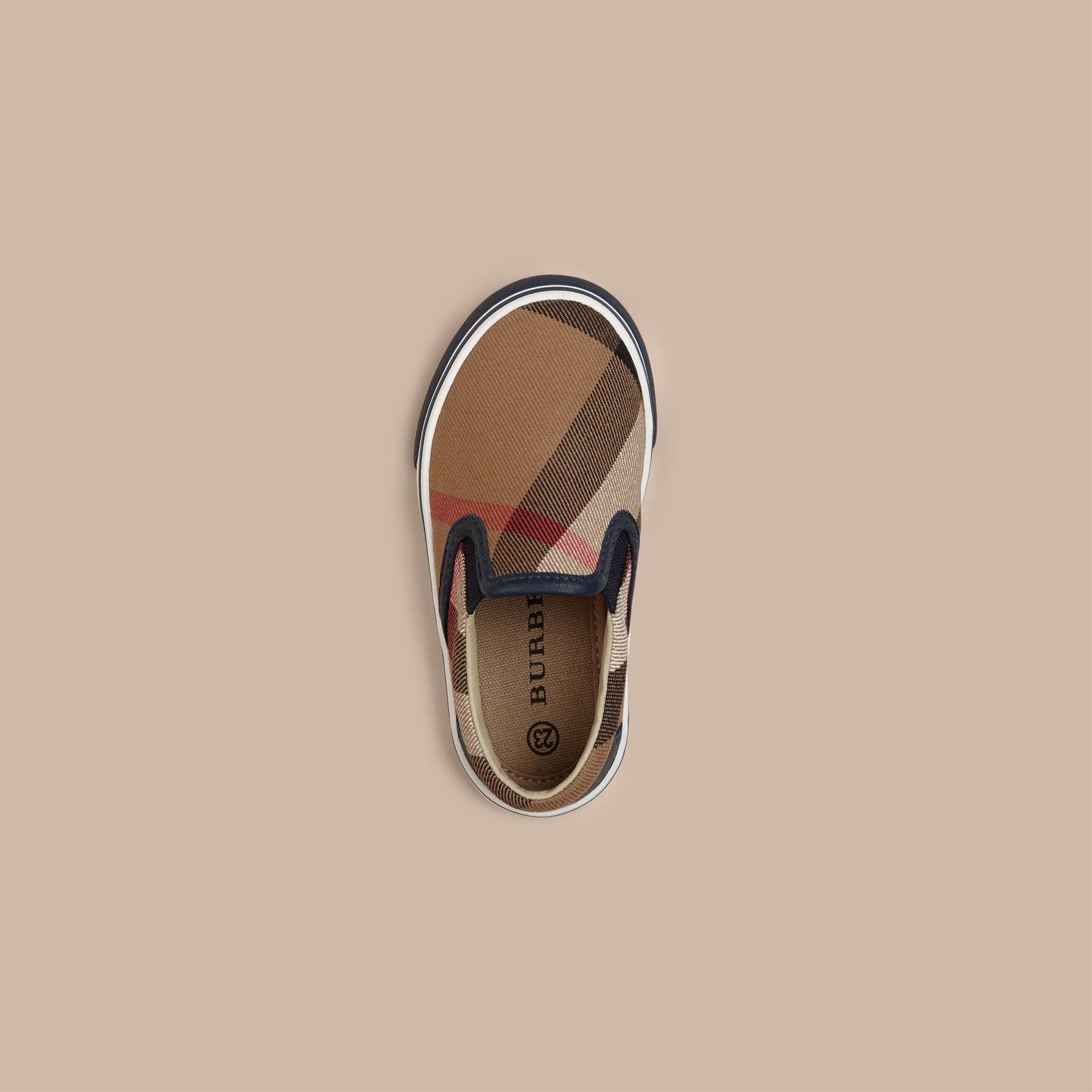 NAVY Sneakers sans lacets en cuir et tissu House check