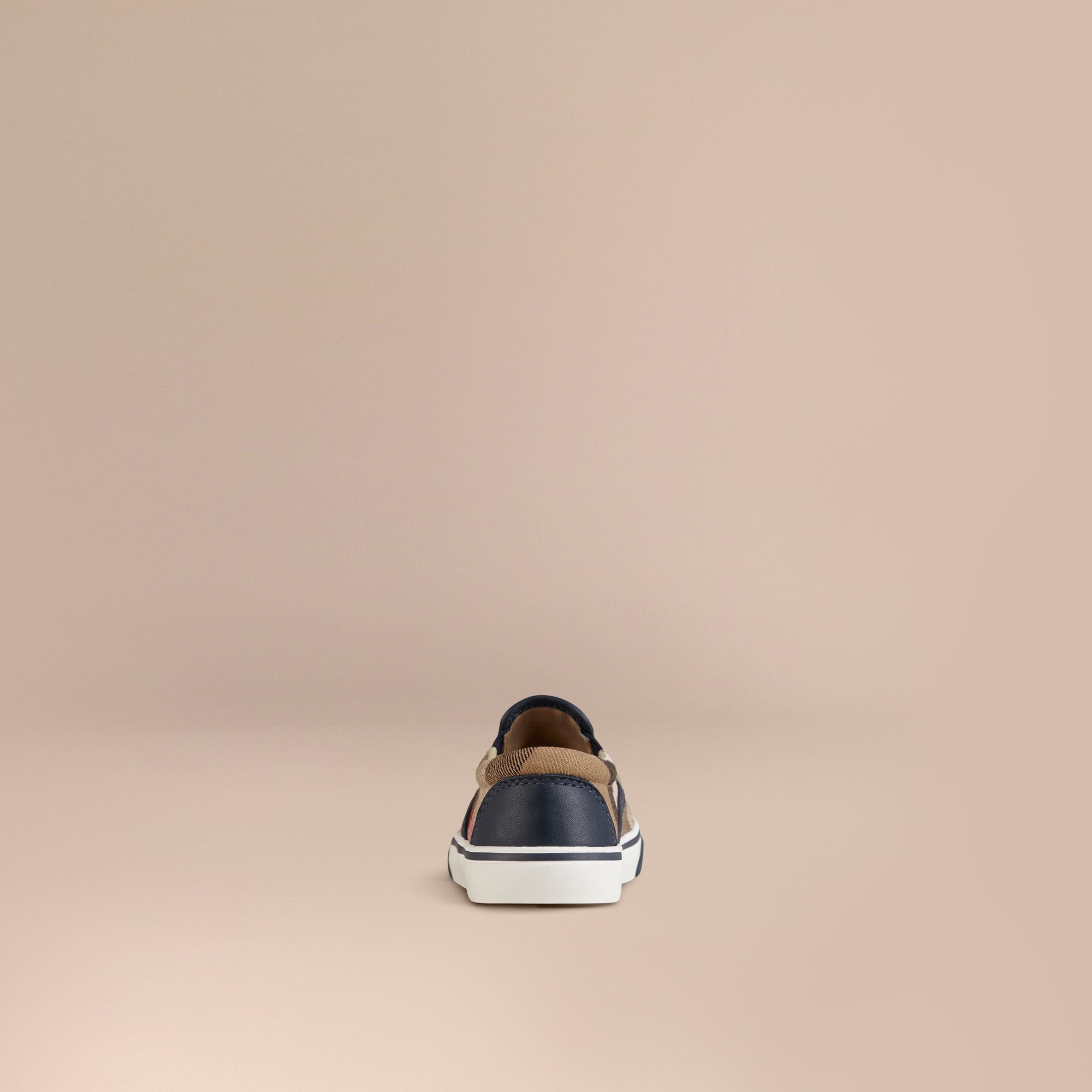NAVY Sneakers sans lacets en cuir et tissu House check