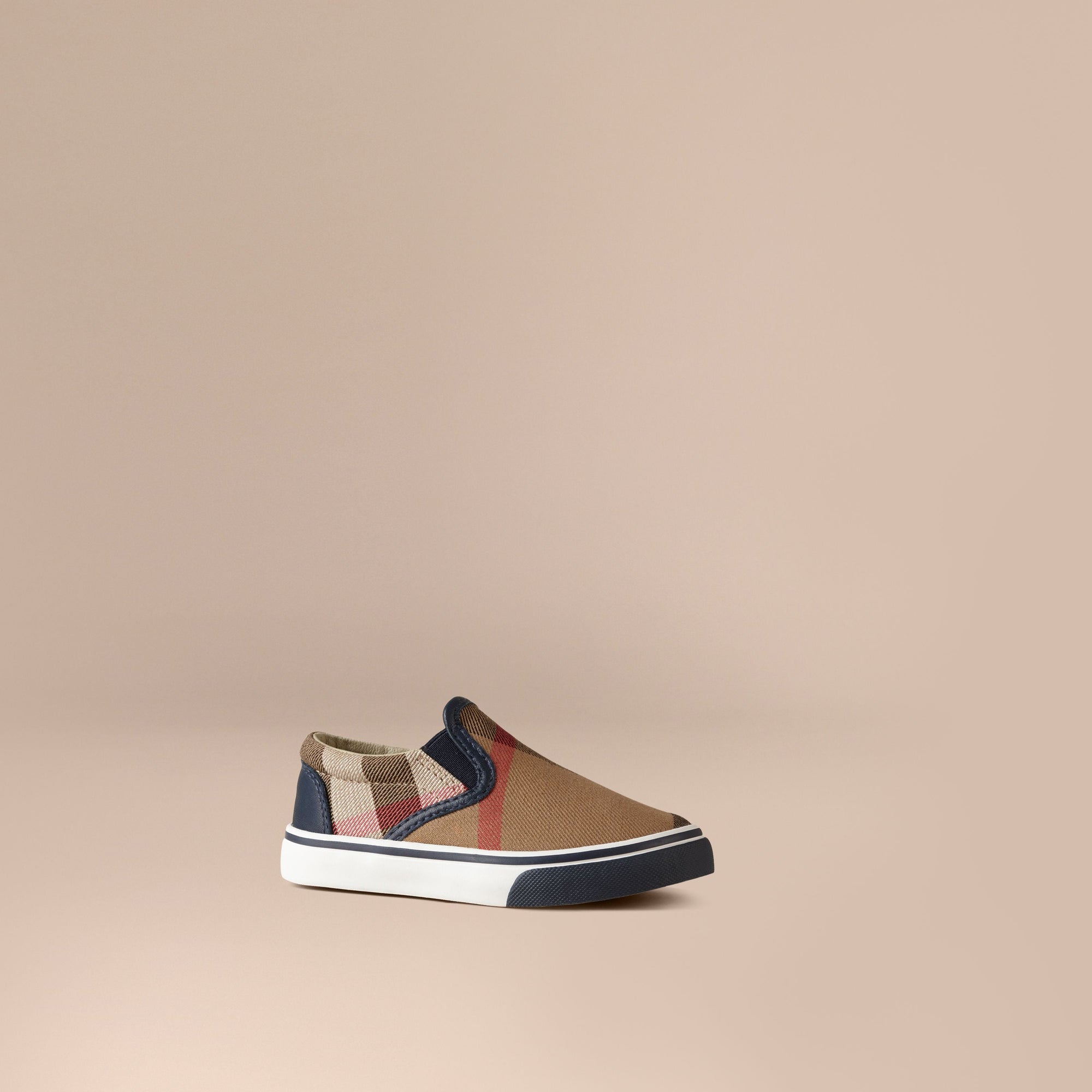 NAVY Sneakers sans lacets en cuir et tissu House check