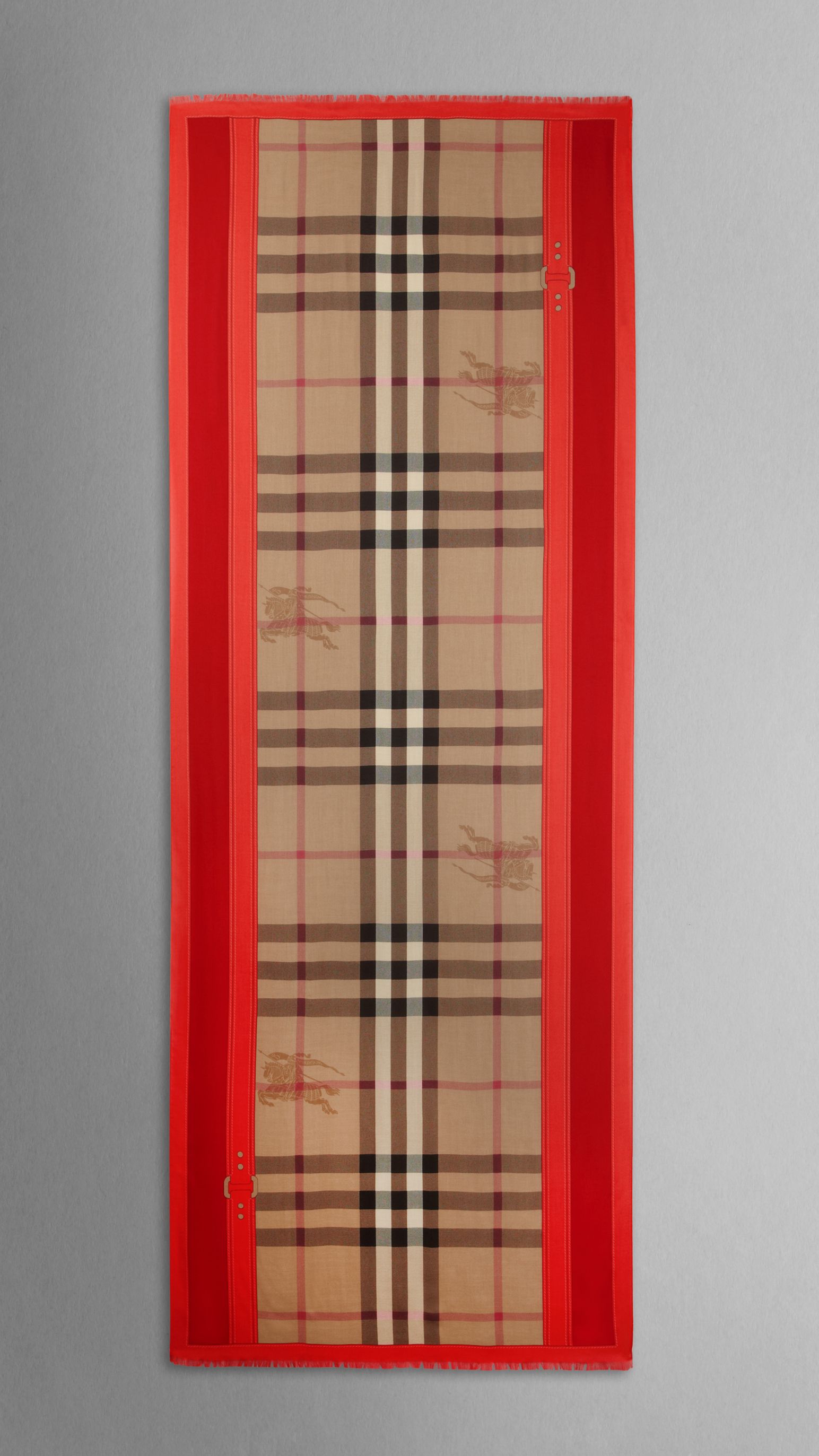 POMEGRANATE PINK CHK Écharpe en haymarket check avec bordure