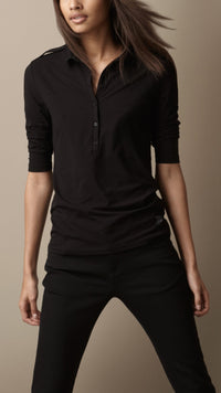 BLACK Polo de style militaire