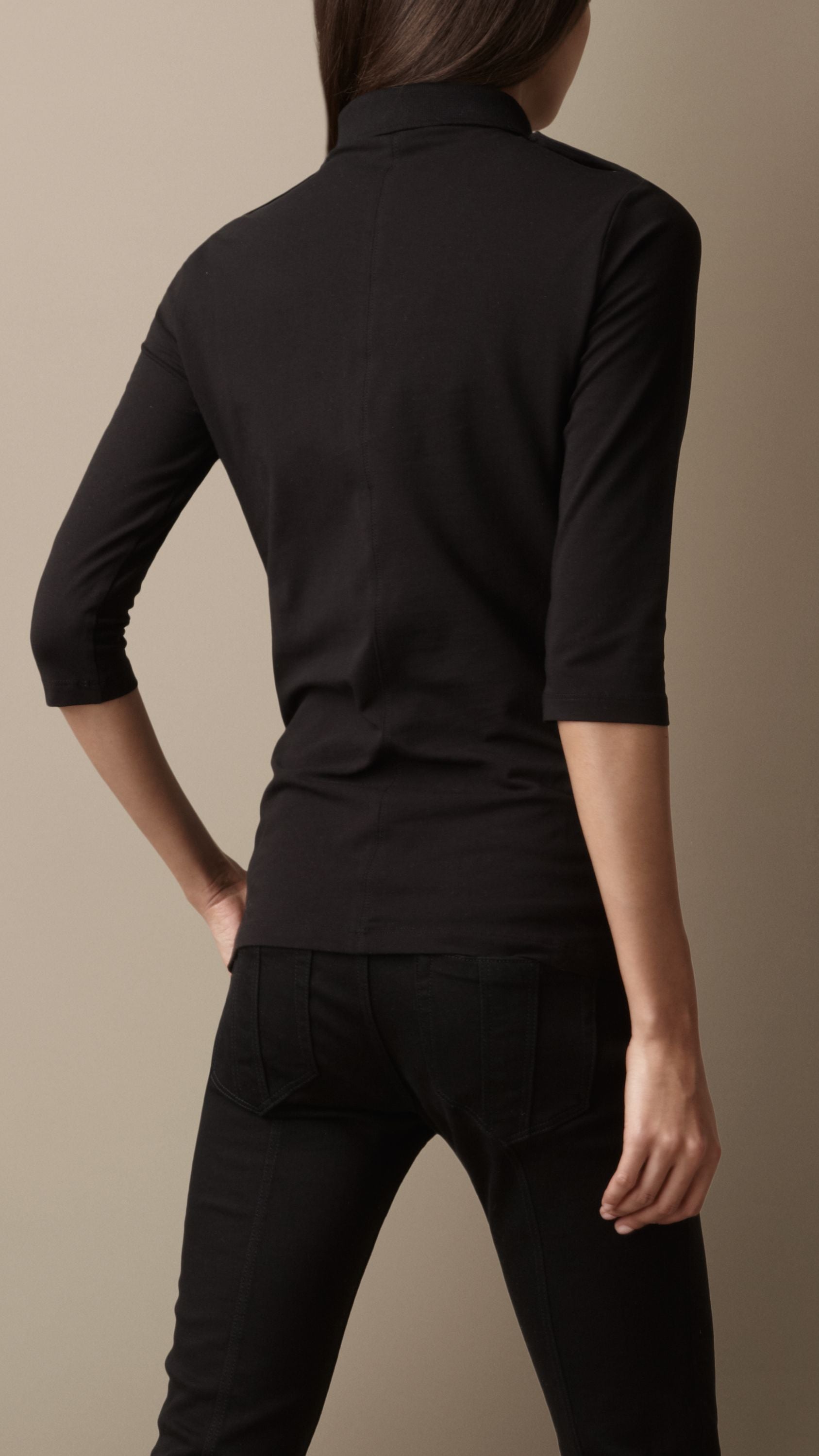 BLACK Polo de style militaire