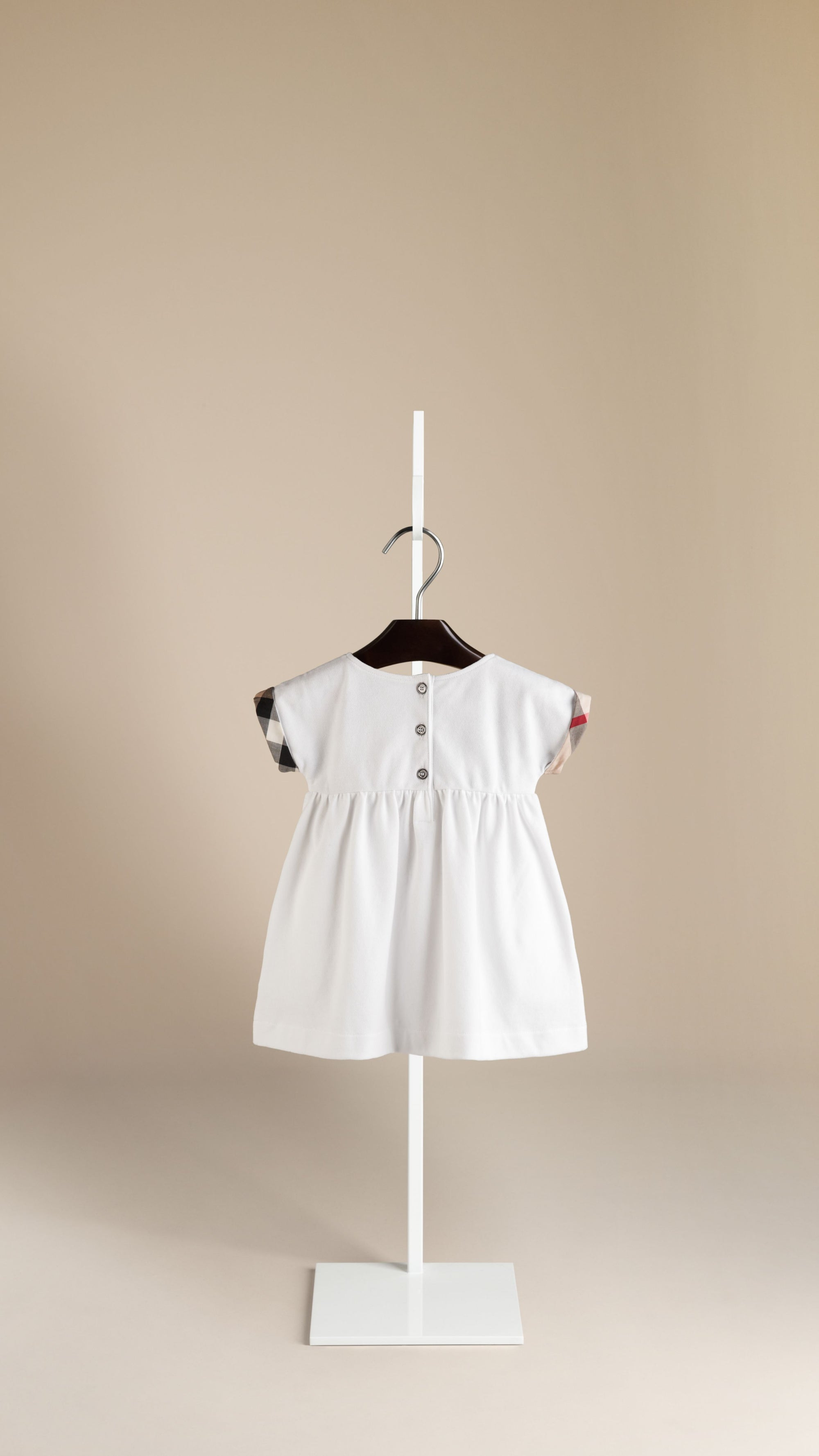 WHITE Robe en coton avec revers à motif check