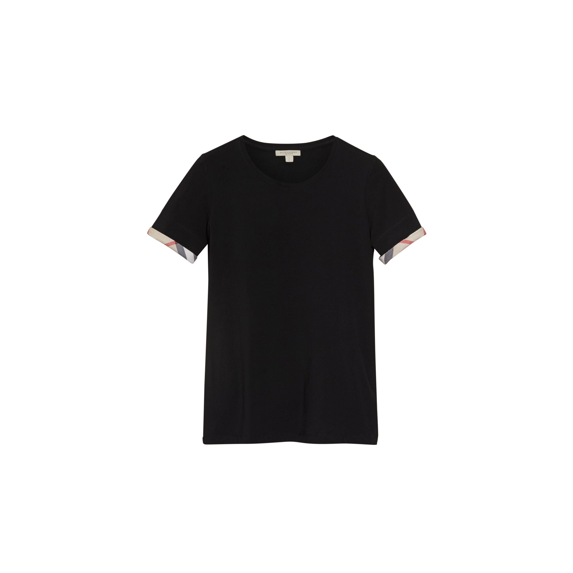 BLACK T-shirt en coton extensible avec revers à motif check