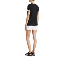 BLACK T-shirt en coton extensible avec revers à motif check