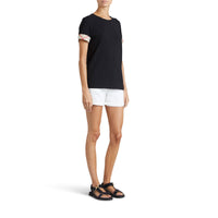 BLACK T-shirt en coton extensible avec revers à motif check