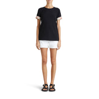 BLACK T-shirt en coton extensible avec revers à motif check