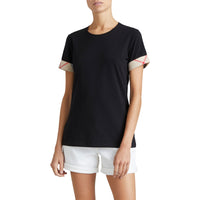 BLACK T-shirt en coton extensible avec revers à motif check