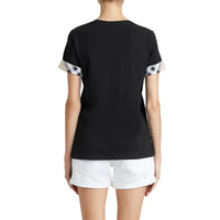 BLACK T-shirt en coton extensible avec revers à motif check