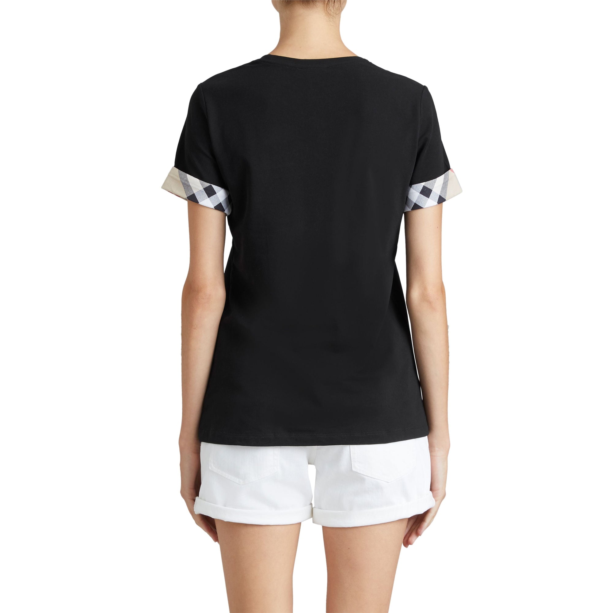 BLACK T-shirt en coton extensible avec revers à motif check