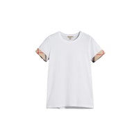WHITE T-shirt en coton extensible avec revers à motif check