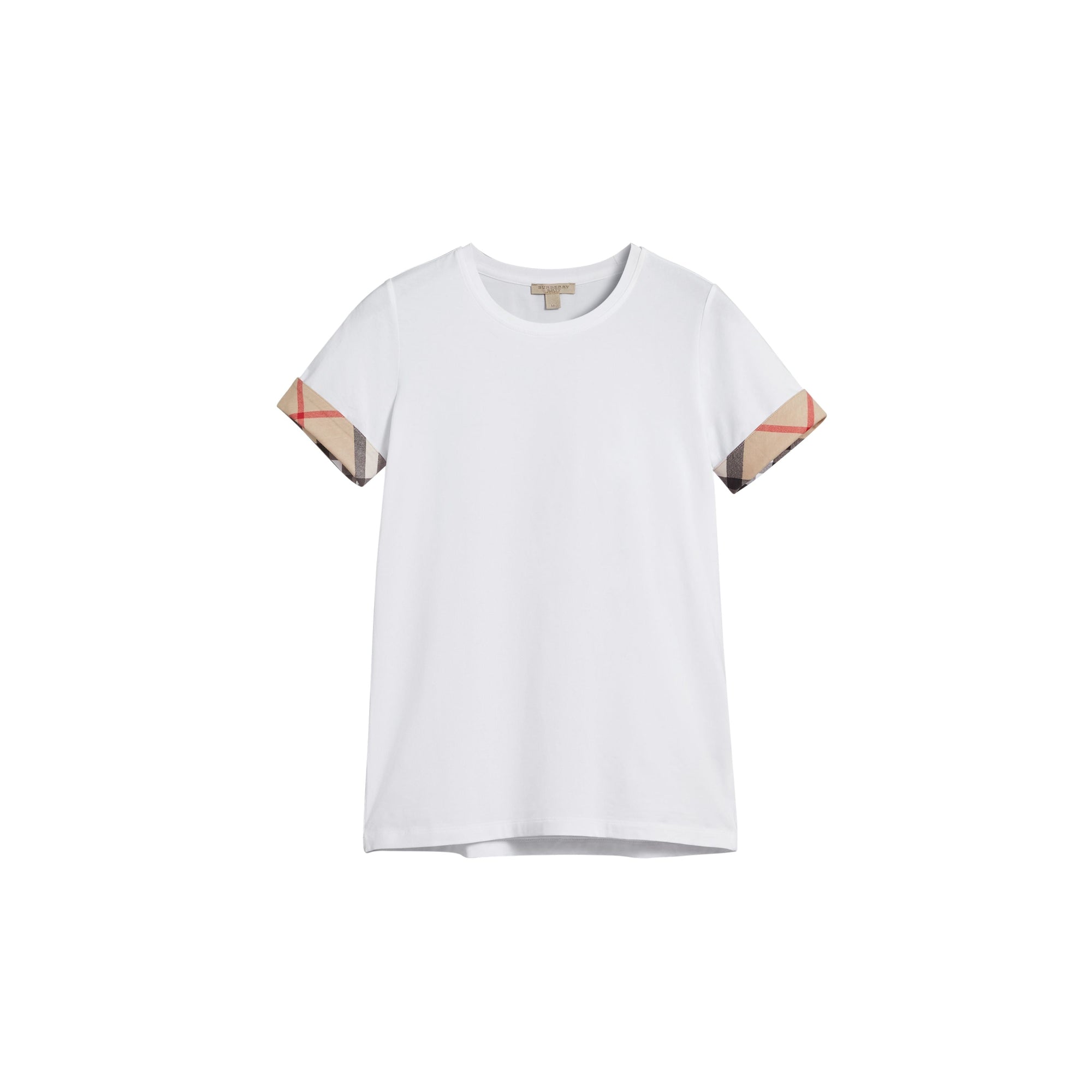WHITE T-shirt en coton extensible avec revers à motif check
