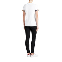 WHITE T-shirt en coton extensible avec revers à motif check