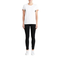 WHITE T-shirt en coton extensible avec revers à motif check