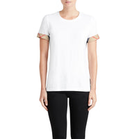 WHITE T-shirt en coton extensible avec revers à motif check