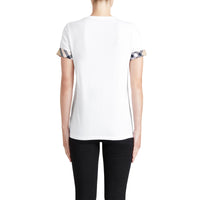 WHITE T-shirt en coton extensible avec revers à motif check