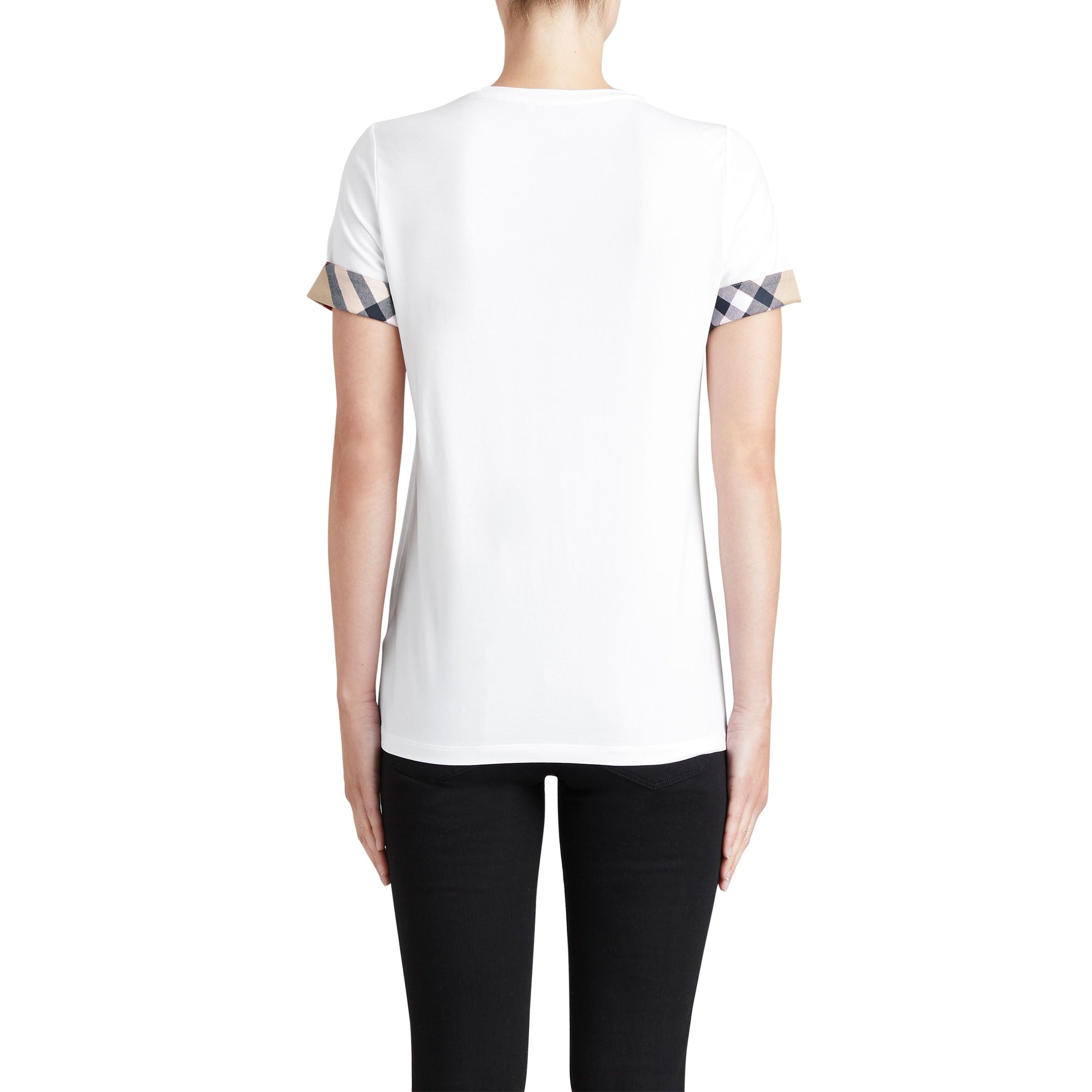 WHITE T-shirt en coton extensible avec revers à motif check