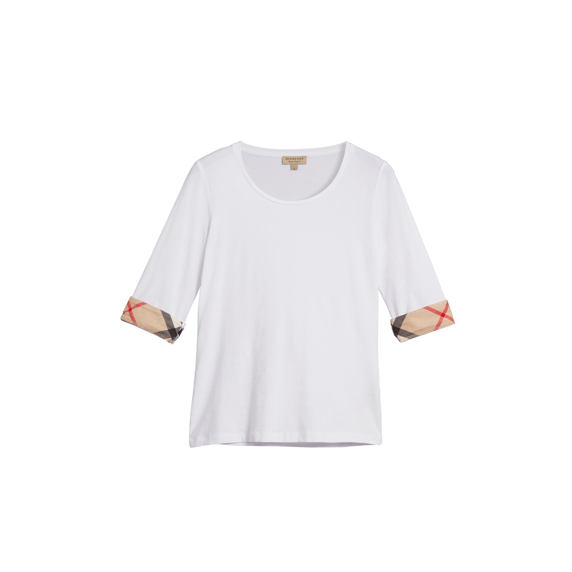 WHITE Haut en coton extensible avec revers à motif check