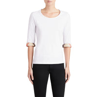WHITE Haut en coton extensible avec revers à motif check