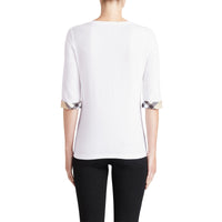 WHITE Haut en coton extensible avec revers à motif check