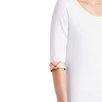 WHITE Haut en coton extensible avec revers à motif check
