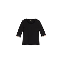 BLACK Haut en coton extensible avec revers à motif check