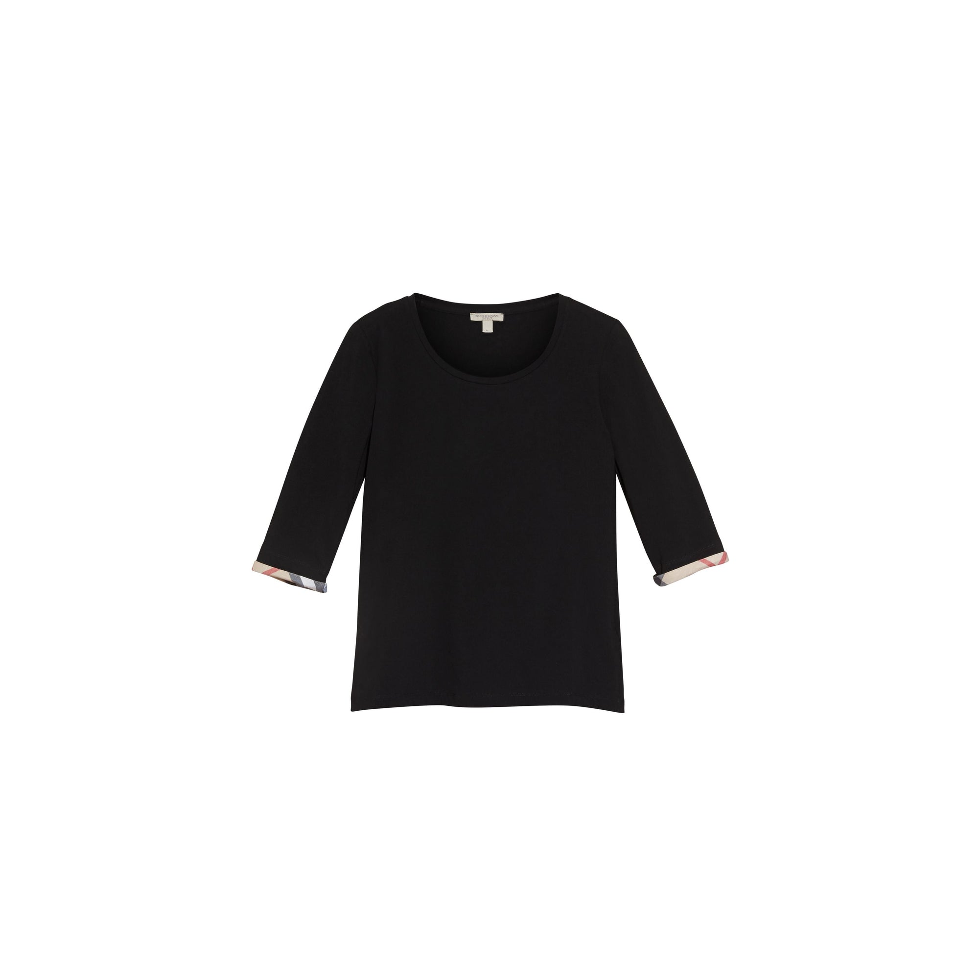 BLACK Haut en coton extensible avec revers à motif check