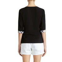 BLACK Haut en coton extensible avec revers à motif check