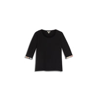 BLACK Haut en coton extensible avec revers à motif check