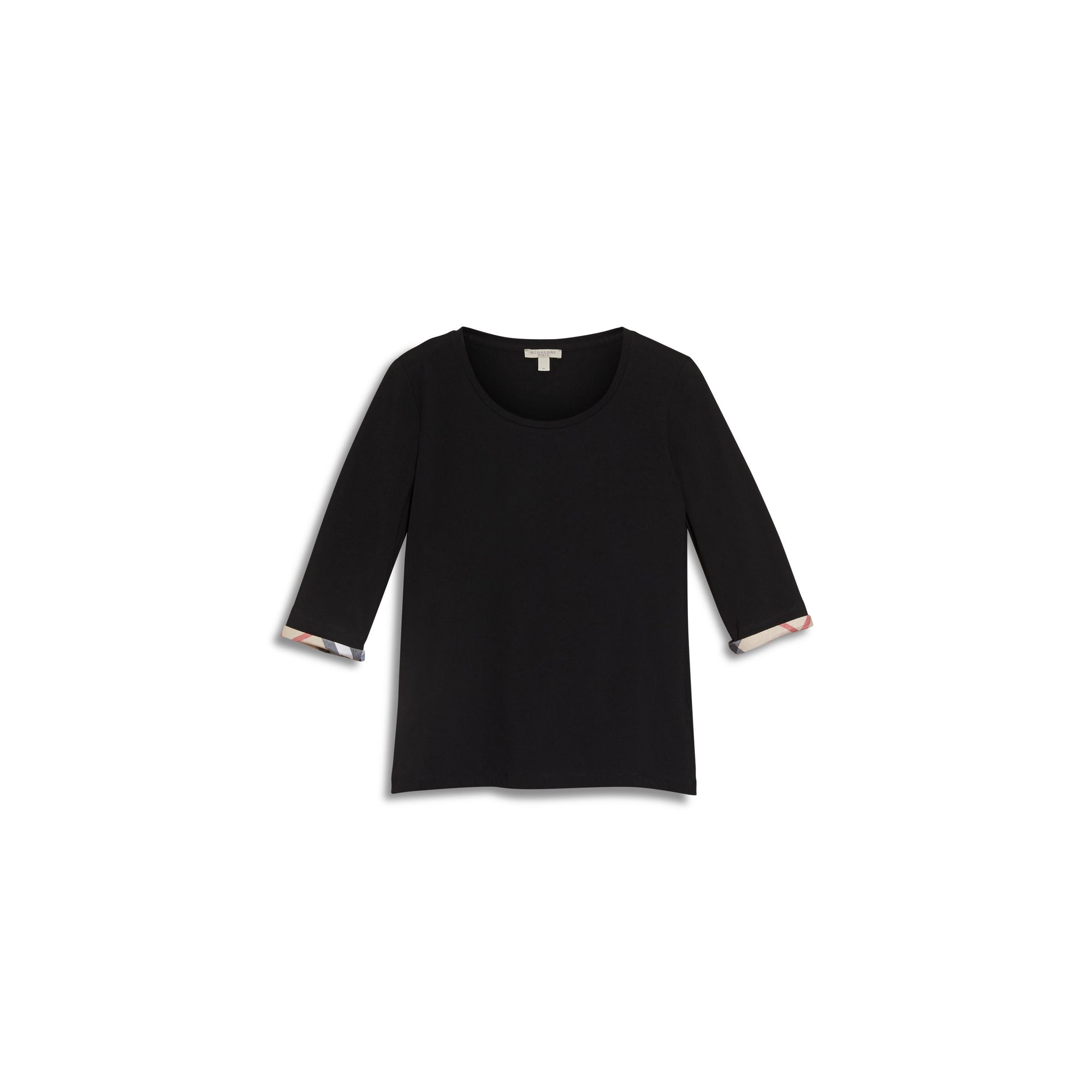 BLACK Haut en coton extensible avec revers à motif check