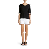 BLACK Haut en coton extensible avec revers à motif check