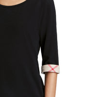 BLACK Haut en coton extensible avec revers à motif check