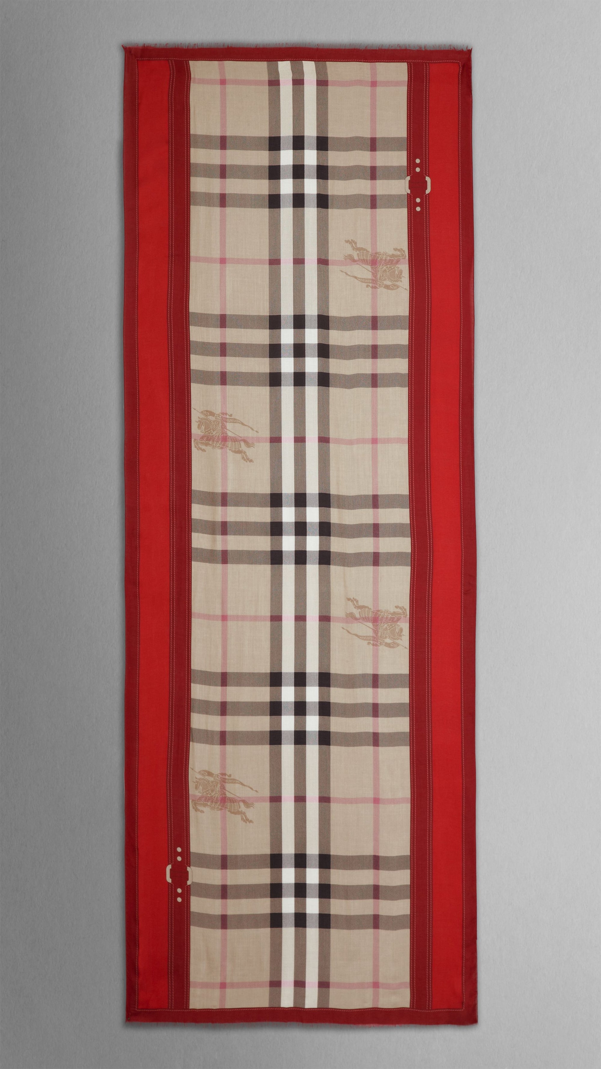 RUBY RED CHK Écharpe en haymarket check avec bordure