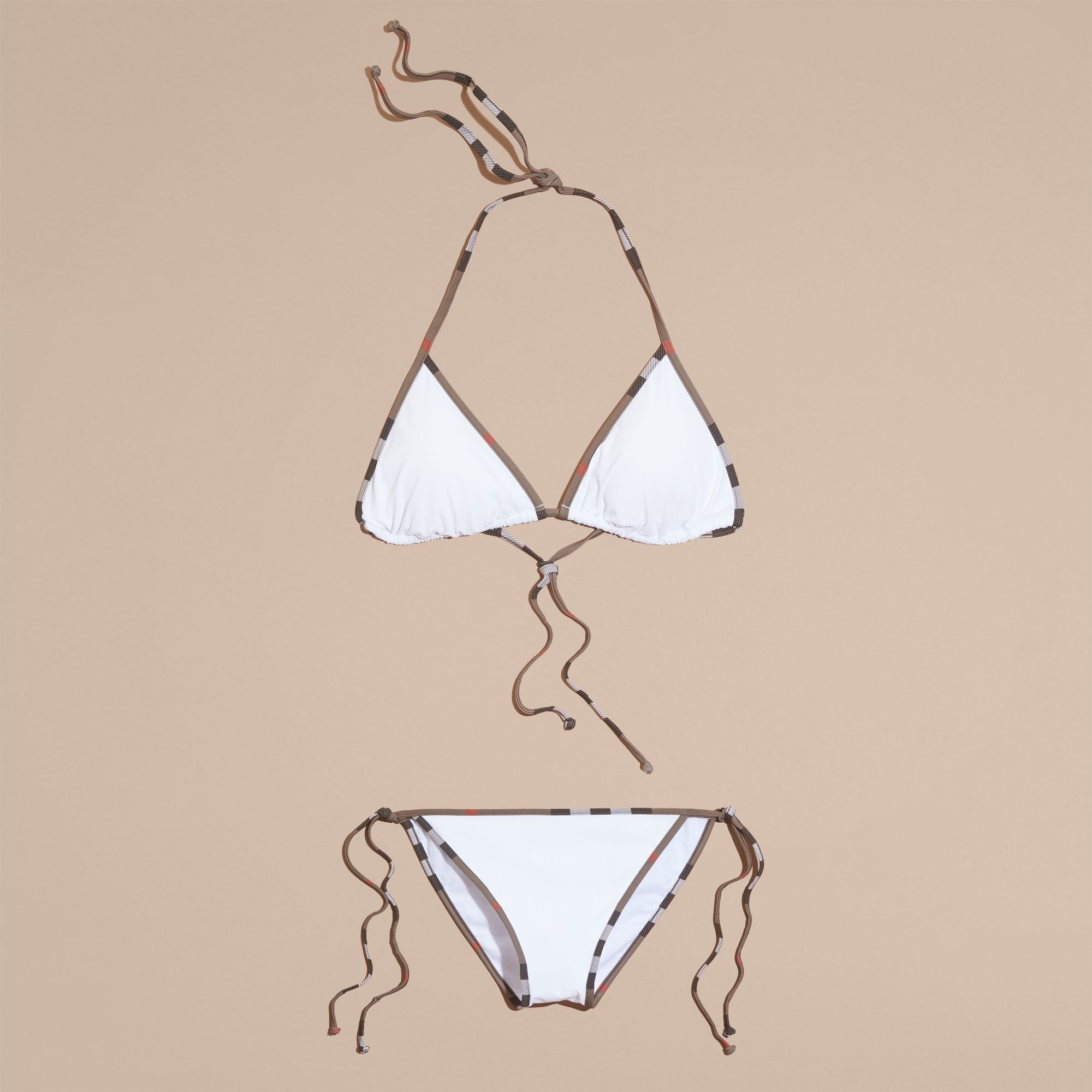 WHITE Bikini triangle avec bordure check