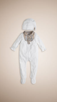 WHITE Set cadeau deux pièces pour bébé en coton
