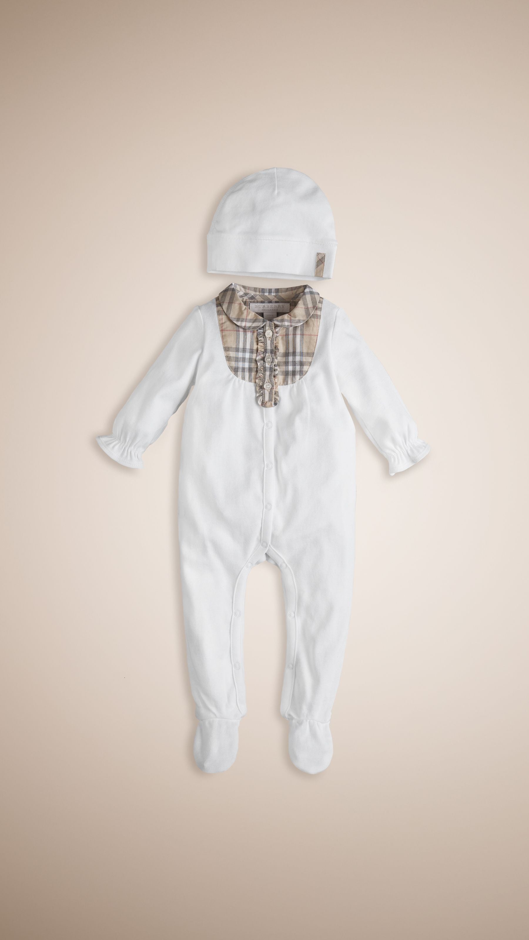 WHITE Set cadeau deux pièces pour bébé en coton