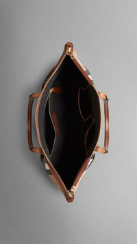 DARK TAN Petit sac tote en house check à bride