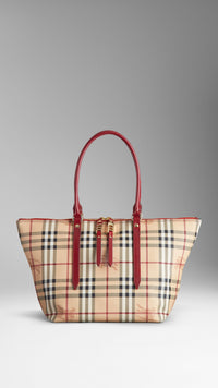 MILITARY RED Petit sac tote en Haymarket Check