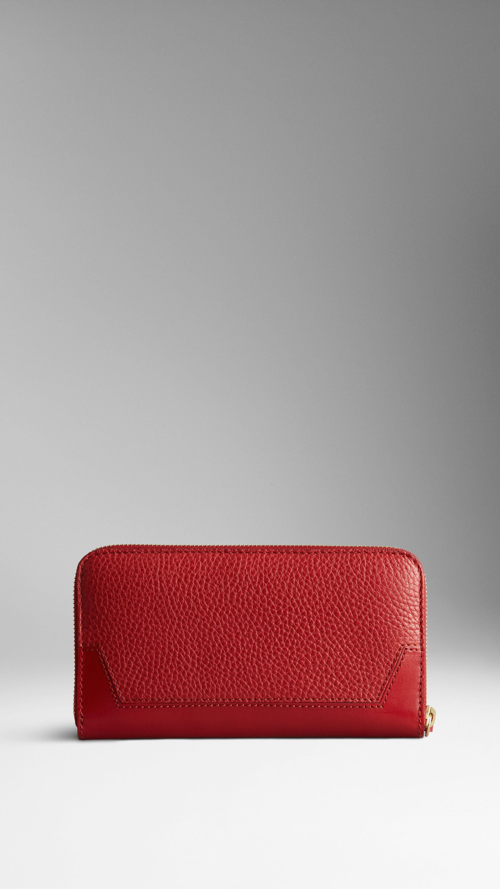 MILITARY RED Portefeuille zippé en cuir grainé