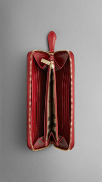 MILITARY RED Portefeuille zippé en cuir grainé