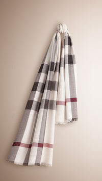 IVORY CHECK Foulard en soie et cachemire à motif check