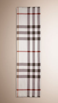 IVORY CHECK Foulard en soie et cachemire à motif check