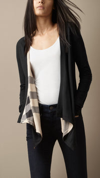BLACK Cardigan cascade en jersey réversible