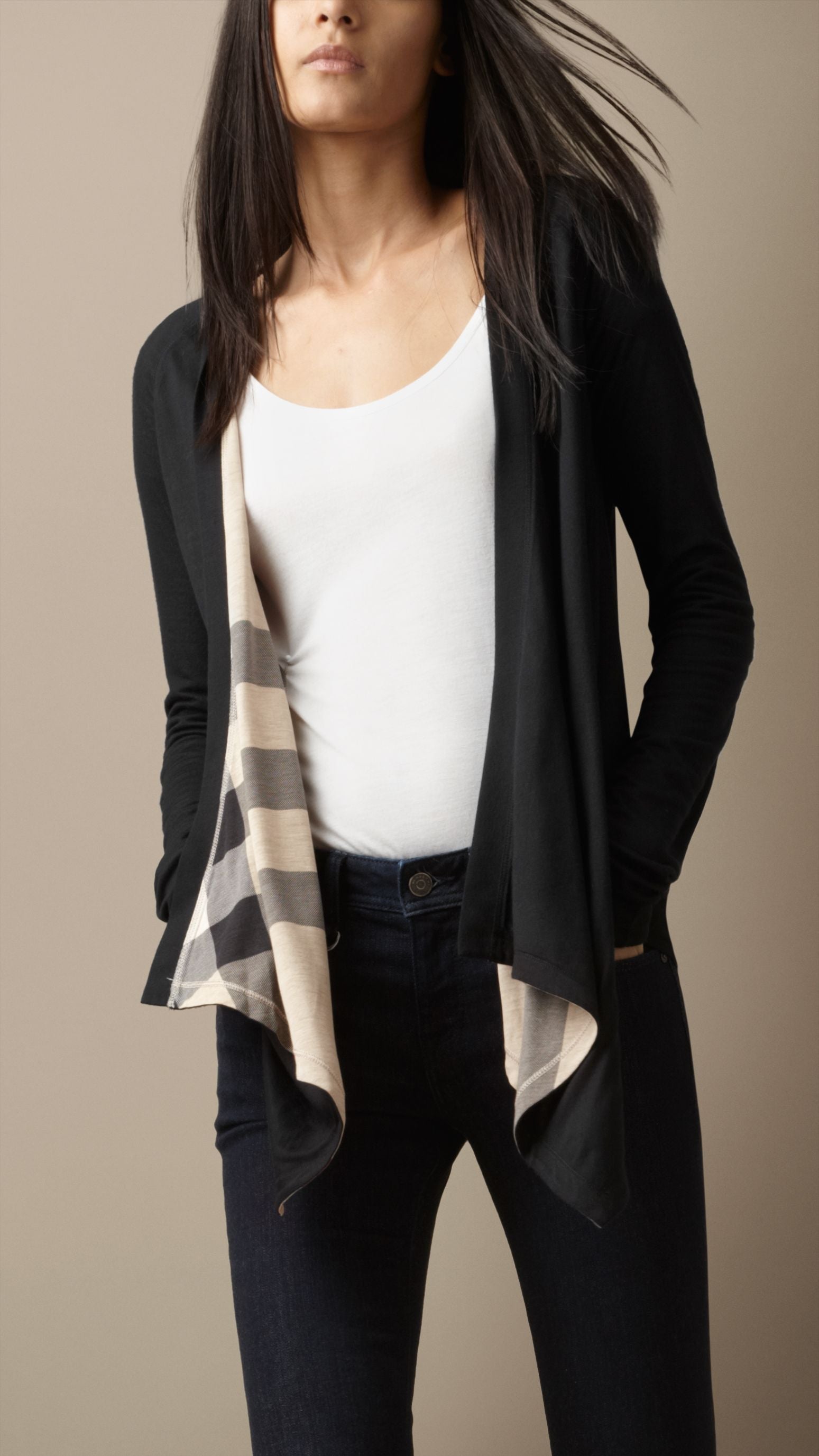 BLACK Cardigan cascade en jersey réversible
