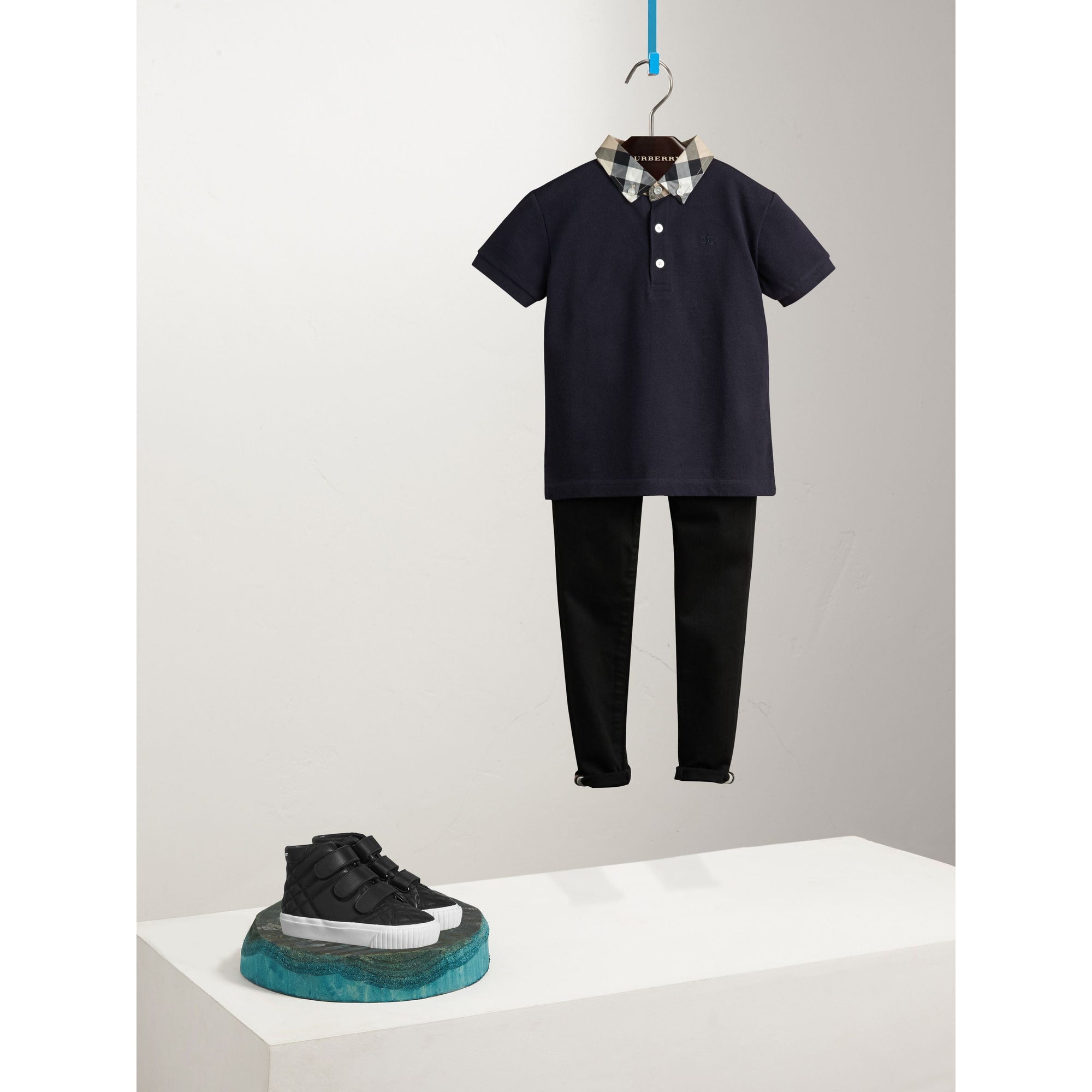 TRUE NAVY Polo avec col en check