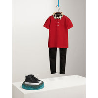 MILITARY RED Polo avec col en check